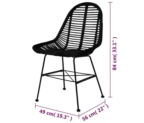Söögitoolid 6 Tk, Must, Naturaalne Rotang