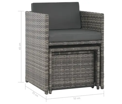 Lauko Valg. Baldų Kompl. Su Pagalv., 7D., Pilk. Sp., Polirat.