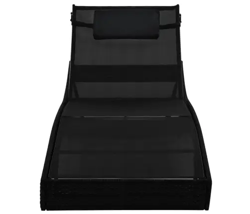 Sauļošanās Zviļņi, 2 Gb., Ar Galdu, Melns Pe Pinums, Tekstilēns Vidaxl