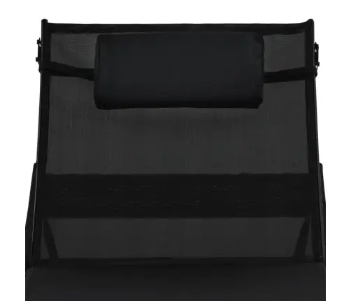 Sauļošanās Zviļņi, 2 Gb., Ar Galdu, Melns Pe Pinums, Tekstilēns Vidaxl