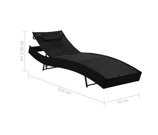 Sauļošanās Zviļņi, 2 Gb., Ar Galdu, Melns Pe Pinums, Tekstilēns Vidaxl