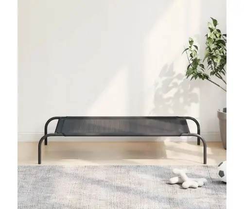 Paaugstināta Suņu Gulta, Melna, L Izmērs, Tekstilēns Vidaxl