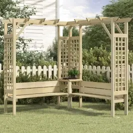 Stūra Pergola Ar Soliņu, Impregnēts Priedes Koks Vidaxl