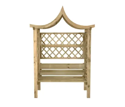 Dārza Pergola Ar Jumtu Un Soliņu, Impregnēts Priedes Koks Vidaxl