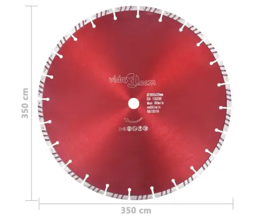 Turbo Deimantinis Pjovimo Diskas, Plienas, 350Mm