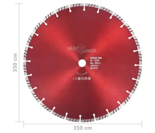Turbo Deimantinis Pjovimo Diskas, Plienas, 350Mm