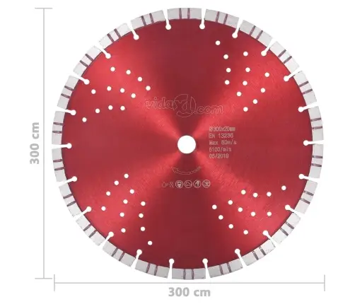 Teemantlõikeketas Turbo Ja Aukudega, Teras, 300 Mm