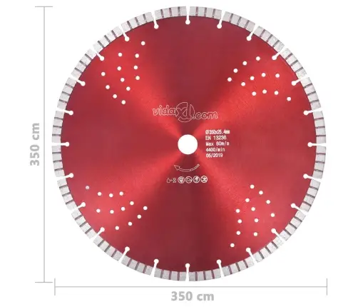 Turbo Deimantinis Pjovimo Diskas Su Angomis, Plienas, 350Mm