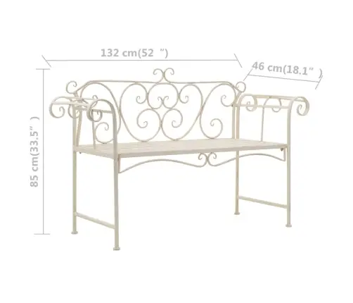 Dārza Sols, 132 Cm, Metāls, Antīki Balts Vidaxl