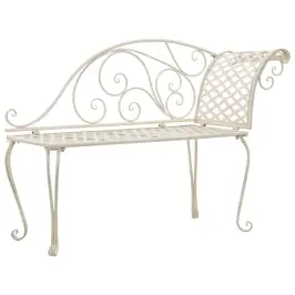 Dārza Guļamkrēsls, 128 Cm, Metāls, Antīki Balts Vidaxl
