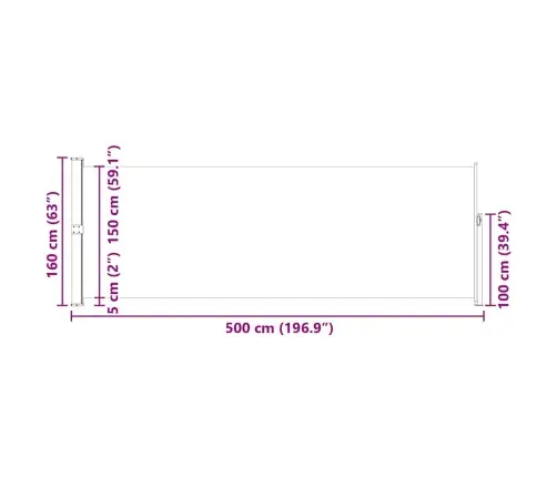 Lahtitõmmatav Külgsein, 160 X 500 cm Must