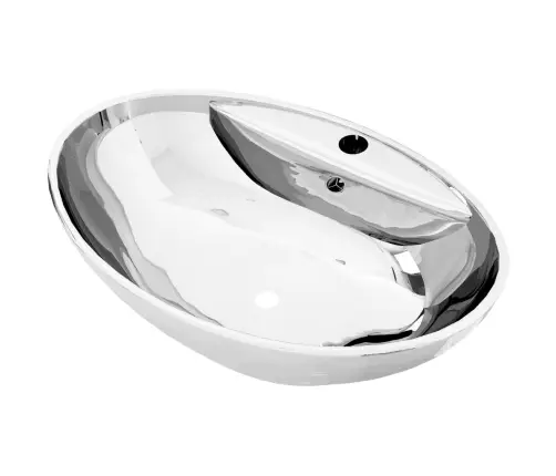 Valamu, Ülevooluavaga 58,5 X 39 X 21 cm Keraamiline, Hõbedane