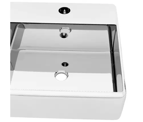 Izlietne Ar Noteci, 41X41X15 Cm, Keramika, Sudraba Krāsa Vidaxl