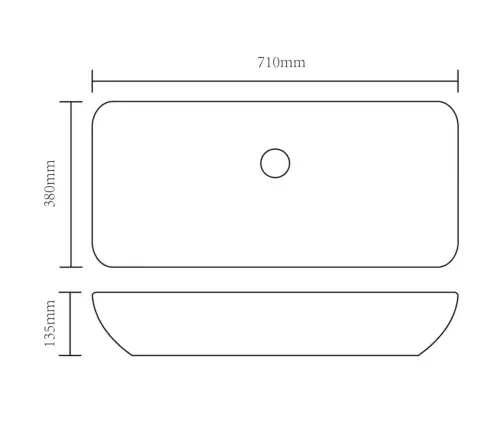 Valamu 71 X 38 X 13,5 cm Keraamiline, Hõbedane