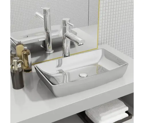 Valamu 71 X 38 X 13,5 cm Keraamiline, Hõbedane