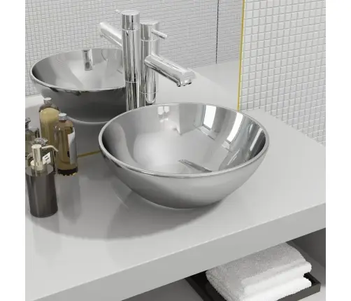 Izlietne, 32,5X14 Cm, Keramika, Sudraba Krāsa Vidaxl