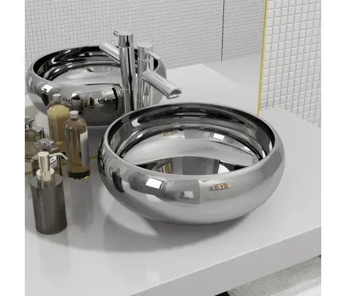 Valamu 40 X 15 cm Keraamiline, Hõbedane