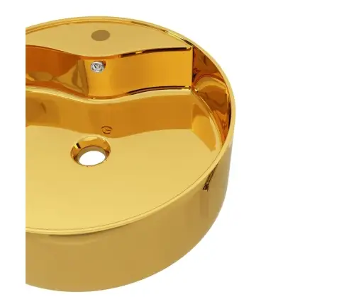 Izlietne Ar Noteci, 46,5X15,5 Cm, Keramika, Zelta Krāsa Vidaxl