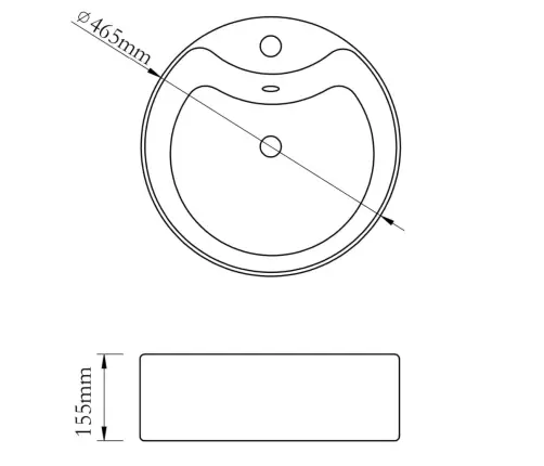 Valamu, Ülevooluavaga 46,5 X 15,5 cm Keraamiline, Hõbedane