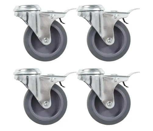 Ratukai Su Dvigubais Stabdžiais, 4Vnt., 75Mm, Tvirtinami Varžtu