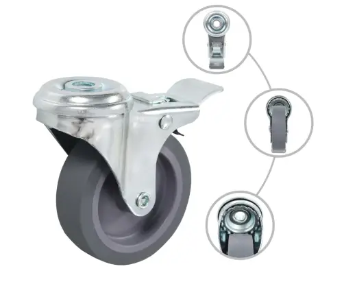 Ratukai Su Dvigubais Stabdžiais, 4Vnt., 75Mm, Tvirtinami Varžtu