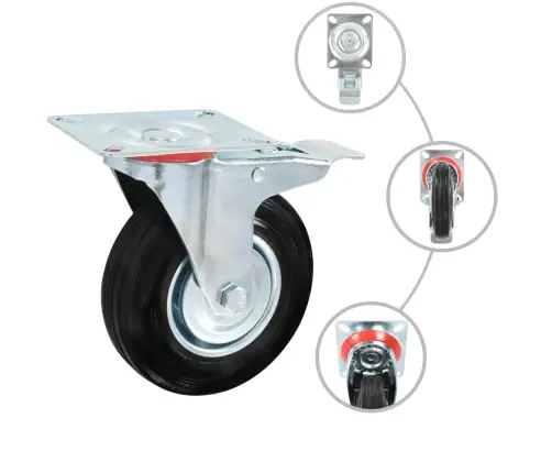 Poldiaukudega Pöörlevad Rattad, 4 Tk, 125 Mm