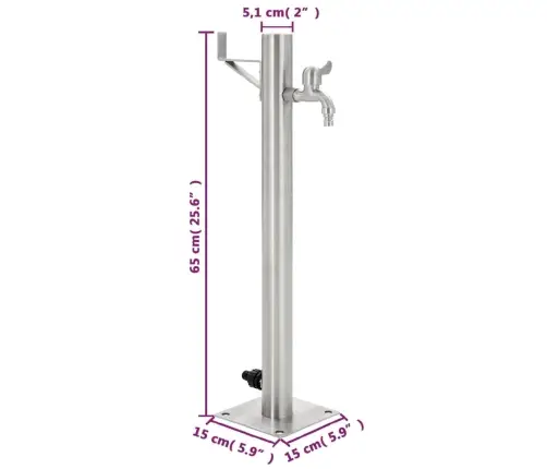 Dārza Hidrants, Nerūsējošs Tērauds, Apaļš, 65 Cm Vidaxl