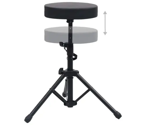 Reguliuojama Būgnų Kėdutė, Juodos Spalvos, Apskrita