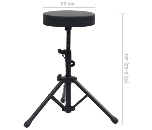 Reguliuojama Būgnų Kėdutė, Juodos Spalvos, Apskrita