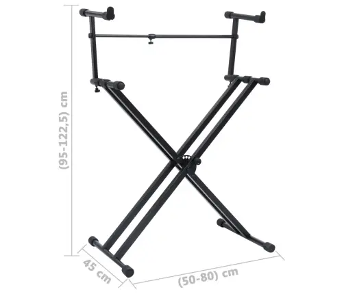 Taustiņinstrumentu Statīvs, X Forma, Dubults, Melns Vidaxl