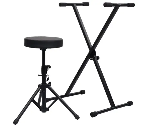 Taustiņinstrumentu Statīvs Un Soliņš, Melns Vidaxl