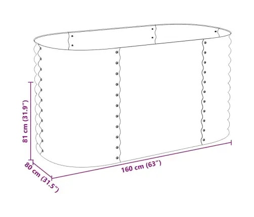 Taimelava, Tsingitud Teras, 160 X 80 X 81 cm Hõbedane