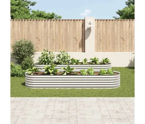 Augstā Puķu Kaste, 320X80X44 Cm, Cinkots Tērauds, Sudraba Krāsa Vidaxl