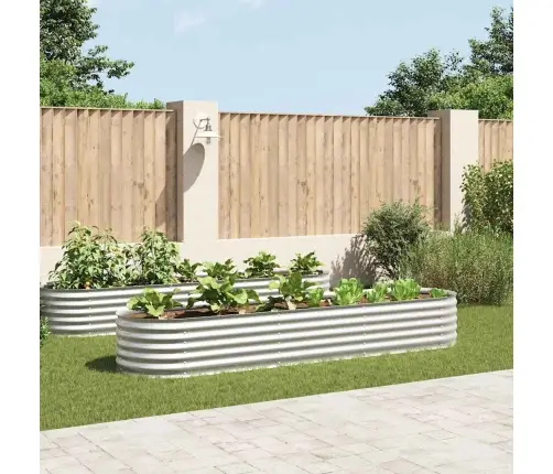 Augstā Puķu Kaste, 320X80X44 Cm, Cinkots Tērauds, Sudraba Krāsa Vidaxl