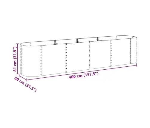 Taimelava, Tsingitud Teras, 400 X 80 X 81 cm Hall