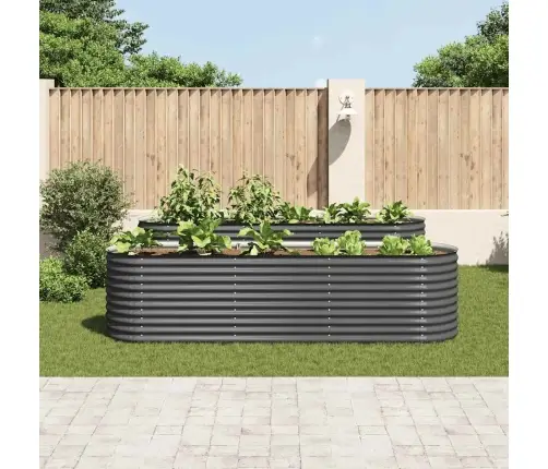 Augstā Puķu Kaste, 320X80X81 Cm, Cinkots Tērauds, Pelēka Vidaxl