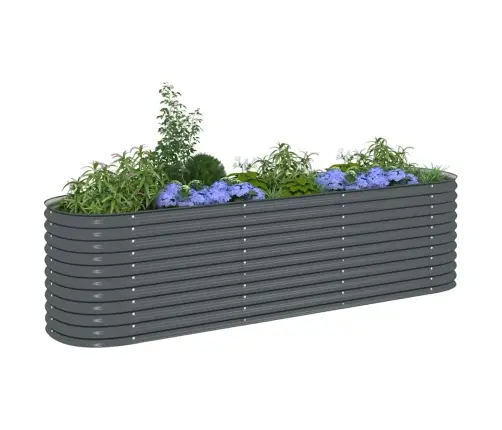 Augstā Puķu Kaste, 320X80X81 Cm, Cinkots Tērauds, Pelēka Vidaxl