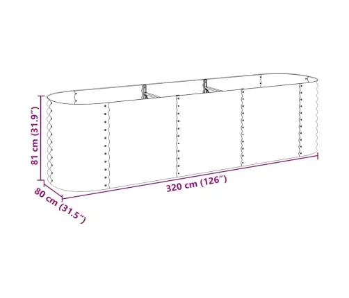 Augstā Puķu Kaste, 320X80X81 Cm, Cinkots Tērauds, Pelēka Vidaxl