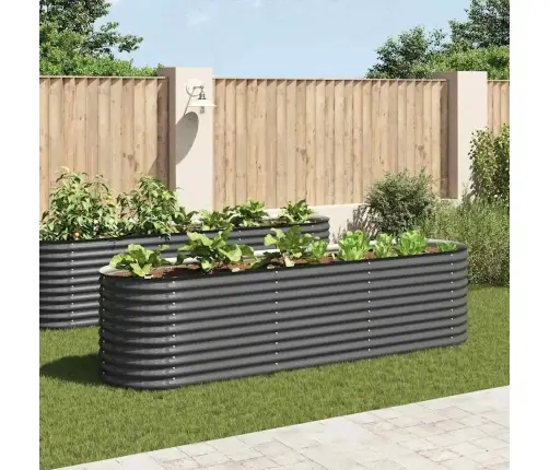 Augstā Puķu Kaste, 320X80X81 Cm, Cinkots Tērauds, Pelēka Vidaxl