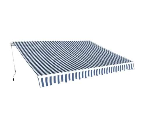 Markīze, Manuāli Regulējama, 350 Cm, Zila Ar Baltu Vidaxl