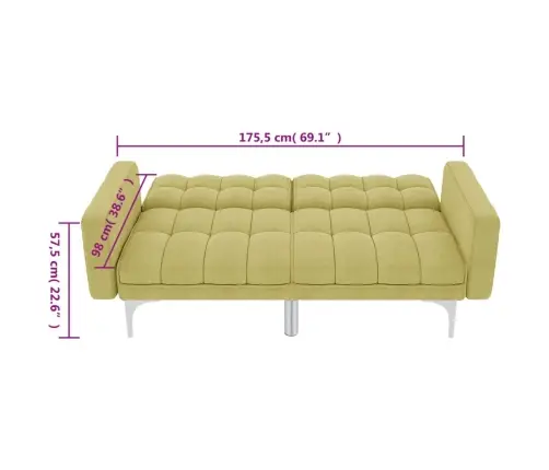 Izvelkams Dīvāns, Zaļš Audums Vidaxl