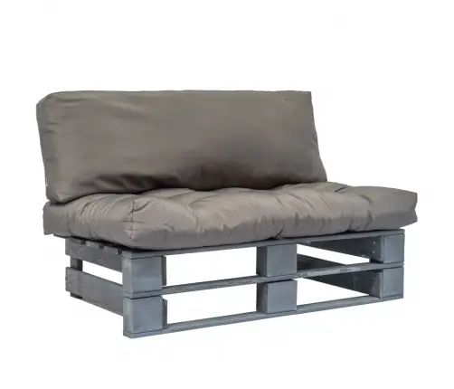 Dārza Palešu Dīvāns Ar Pelēkiem Matračiem, Priedes Koks Vidaxl