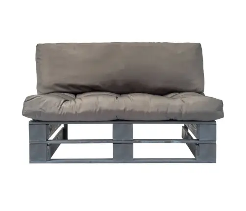Dārza Palešu Dīvāns Ar Pelēkiem Matračiem, Priedes Koks Vidaxl
