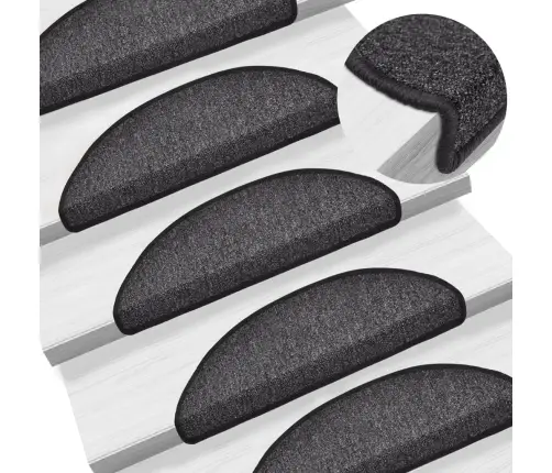 Kāpņu Paklāji, 15 Gab., Antracītpelēki, 56X17X3 Cm Vidaxl