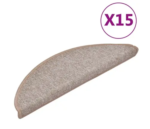 Kāpņu Paklājiņi, 15 Gab., 56X17X3 Cm, Gaiši Brūni, Pusapaļi Vidaxl