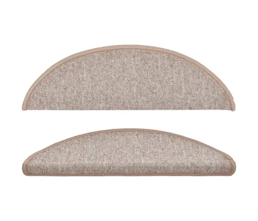 Kāpņu Paklājiņi, 15 Gab., 56X17X3 Cm, Gaiši Brūni, Pusapaļi Vidaxl