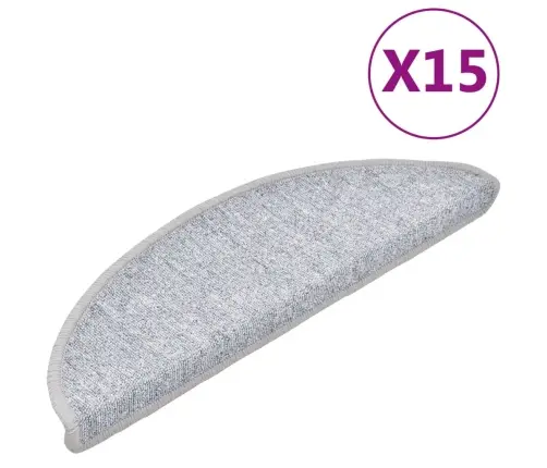 Kāpņu Paklāji, 15 Gab., Gaiši Pelēki, 56X17X3 Cm Vidaxl