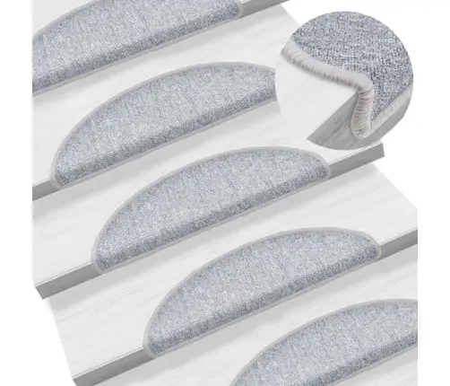 Kāpņu Paklāji, 15 Gab., Gaiši Pelēki, 56X17X3 Cm Vidaxl