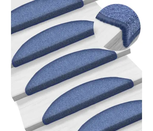 Laiptų Kilimėliai, 15 Vnt., 56X17X3 cm Mėlyni, Pusapvaliai Laiptų Kilimėliai, 15 Vnt., 56X17X3 cm Mėlyni, Pusapvaliai