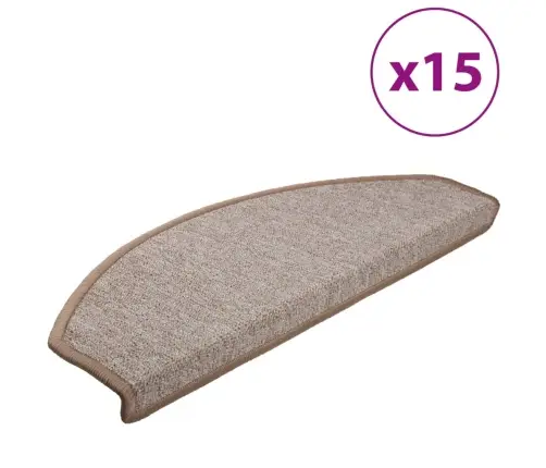 Kāpņu Paklājiņi, 15 Gab., 65X24X4 Cm, Gaiši Brūni, Pusapaļi, Lieli Vidaxl